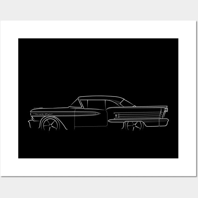 1958 Oldsmobile Ninety Eight - profile stencil, white Wall Art by mal_photography